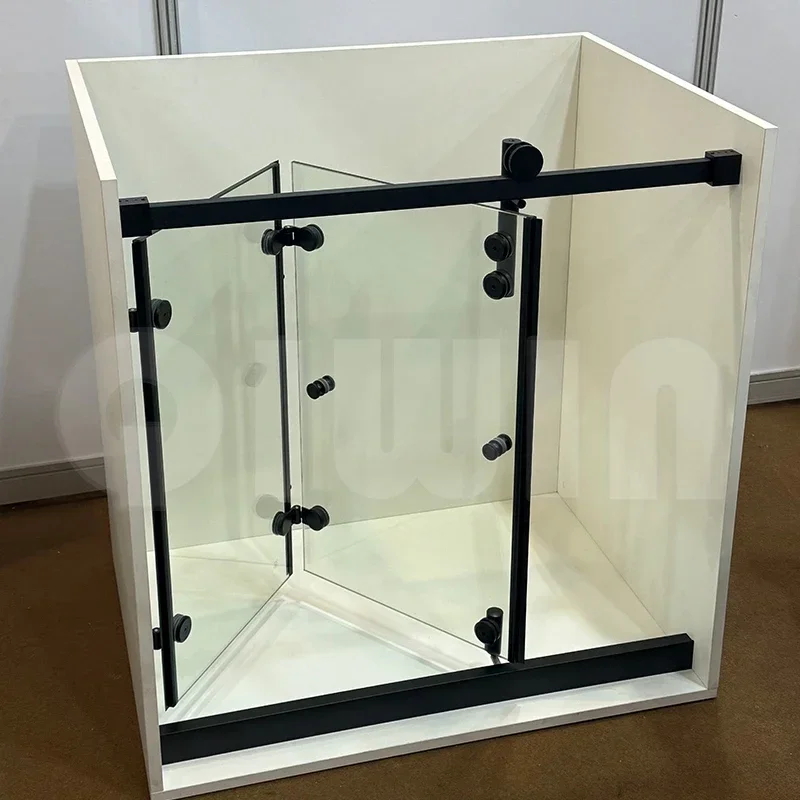Space-Saving 2-in-1 Fold & Slide Frameless Shower Door Hardware for Small Bathrooms