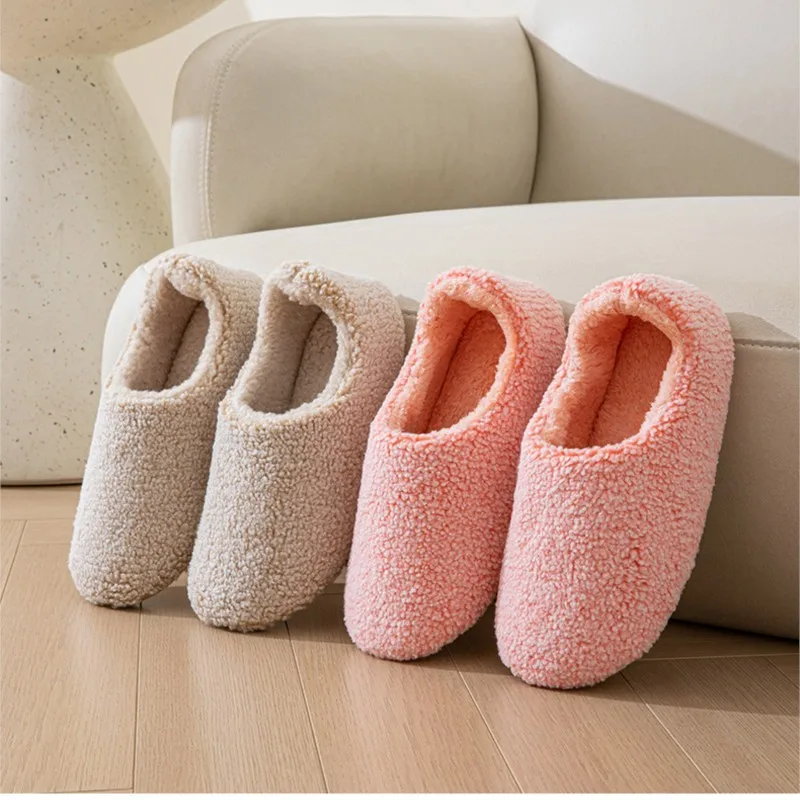 Asgard المرأة الشتاء فروي النعال داخلي لينة مسطحة القاع الدافئة رقيق بلون نعال من القطن موضة مريحة المنزل النعال