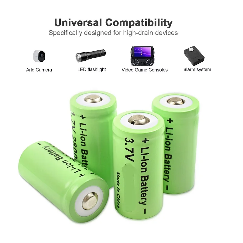 800mAh Rechargeable 3.7V Li-ion 16340 Batteries CR123A Battery For Arlo Security Camera For 16340 CR123A Battery