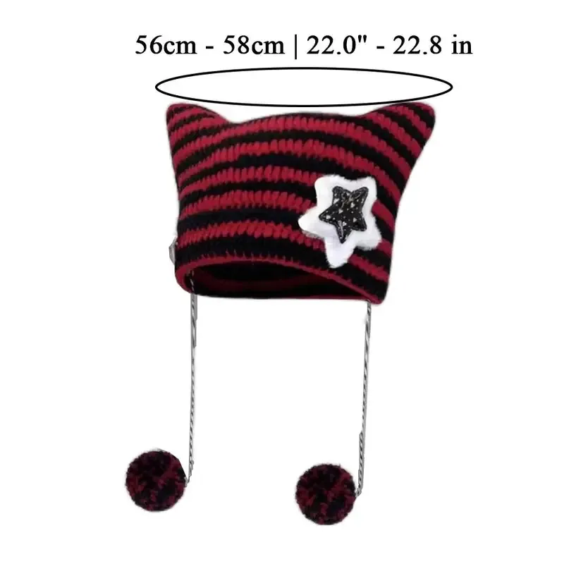 

Autumn/Winter Fashion Stripe Cap Y2K Women's Knitting Hat Unisex Warm Beanie Hat Five-pointed Star Pullover Harajuku Women's Hat