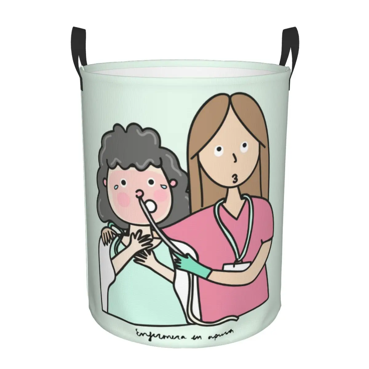 Custom Funny Cartoon Nurse Laundry Basket Collapsible Health Care Nursing Doctors Clothing Hamper Toys Organizer Storage Bins