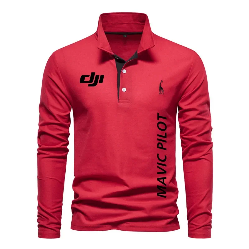 100% cotton men\'s POLO shirt DJI long sleeve T-shirt for men Comfortable hip hop High quality business comfort sweatshirt