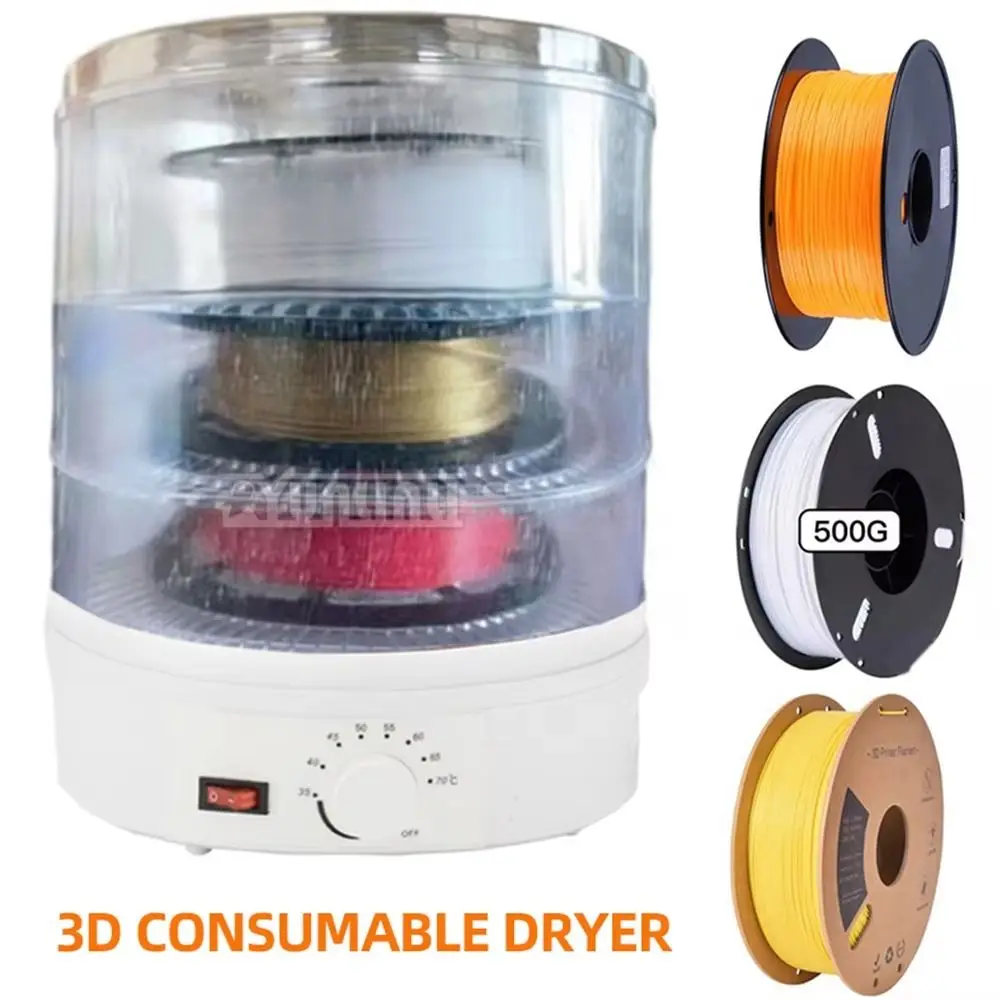 360° Hot-air Heating Filament Dryer Box 35℃-70℃ Heating Drying Filaments Storage Filament Dehydrator Adjustable Temperature
