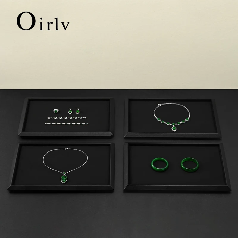 OPirlv High-quality Jewelry Tray Pu Leather Edge, Suede Velvet Interior, Environmentally Friendly and Odorless Jeweler Organizer