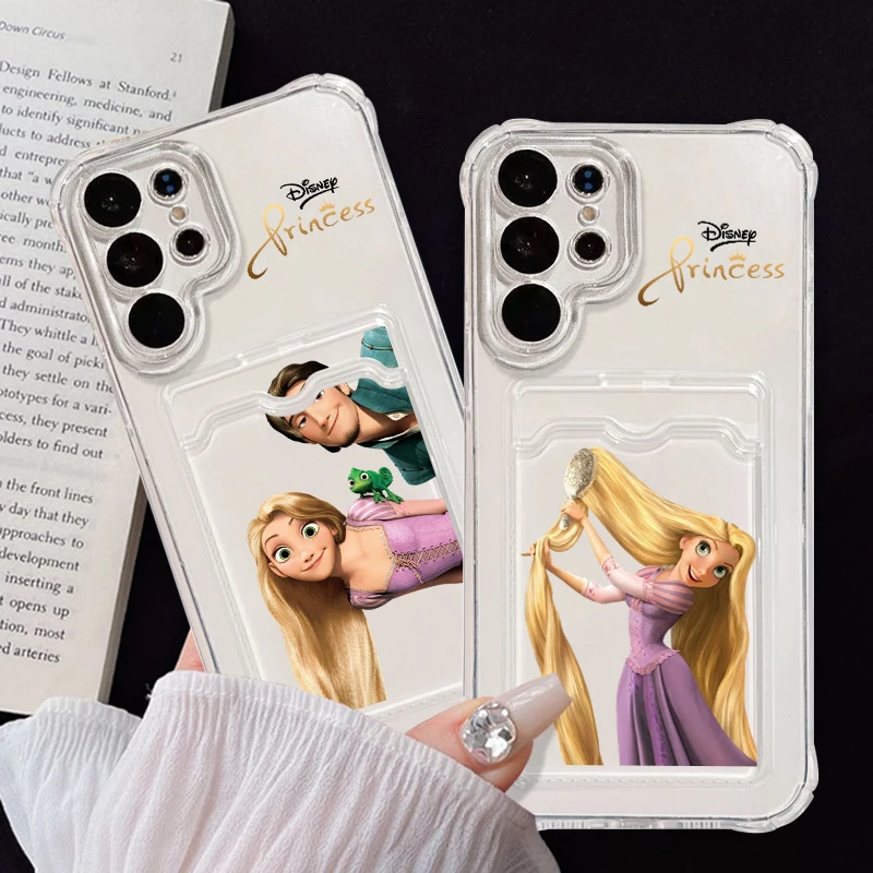 Disney Rapunzel Tangled For Samsung S24 S23 S22 S21 S20 Ultra FE Plus A55 A53 5G Photo Card Bag Transparent TPU Phone Case