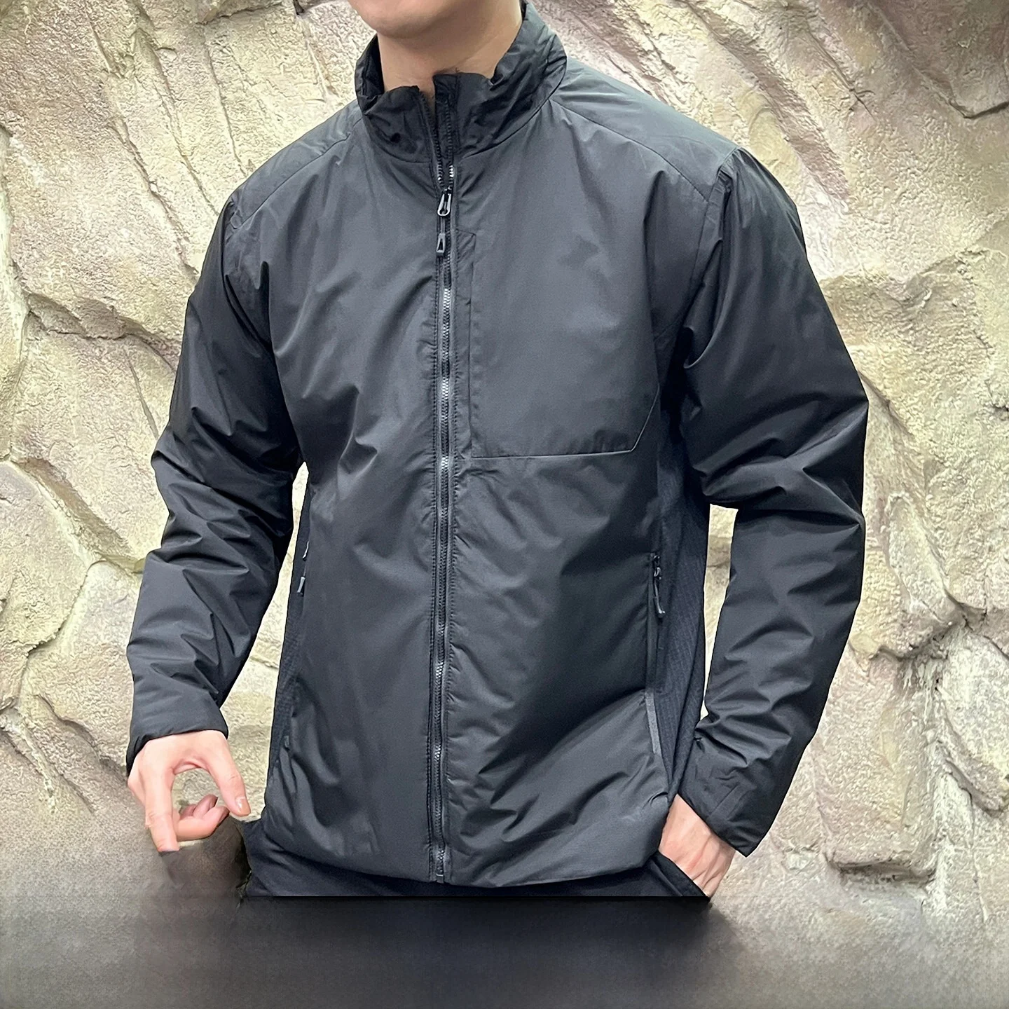 

Lightweight Warmth Men's Cotton Jaet Windproof Breathable Winter Outerwear Polyester Fiber Stand Fit Casual Sle