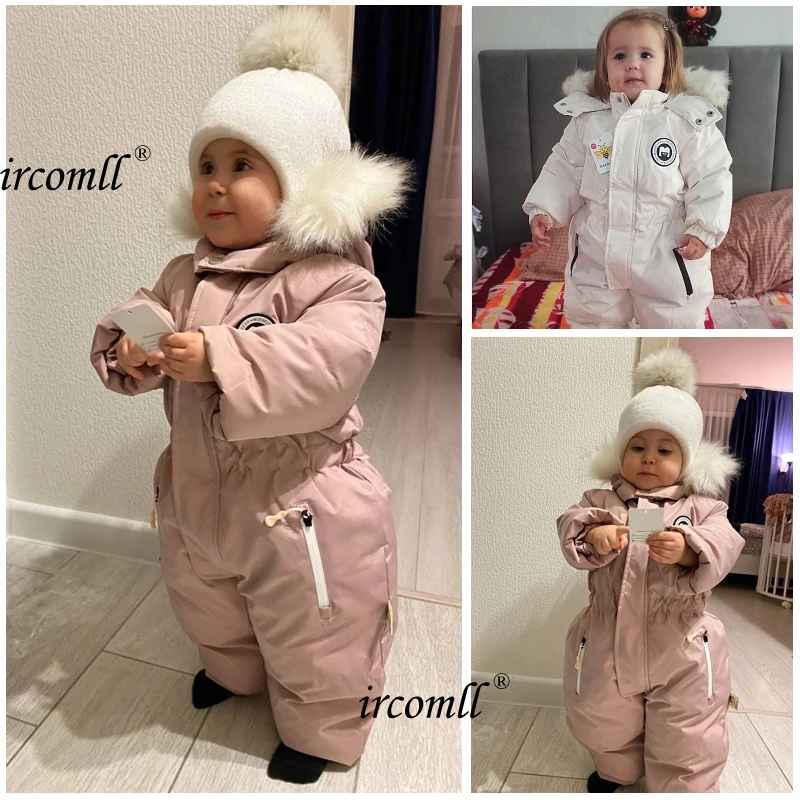 Ircomll -30 degrees Russia Infant Kids Clothes Waterproof Girls Boys Overalls Ski Suit Snow Set Toddler Warm Bodysuit Ski Jacket