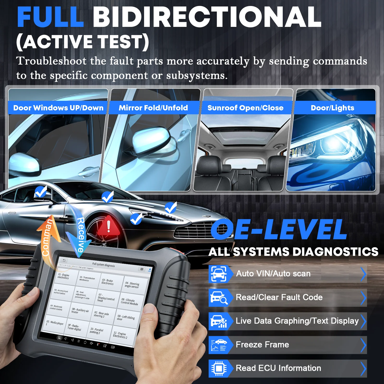 XTOOL X100 PAD3 Elite IMMO Key Programming Tools with KC100 Full System Diagnostic Scanner Active Test 38+ Reset All Key Lost