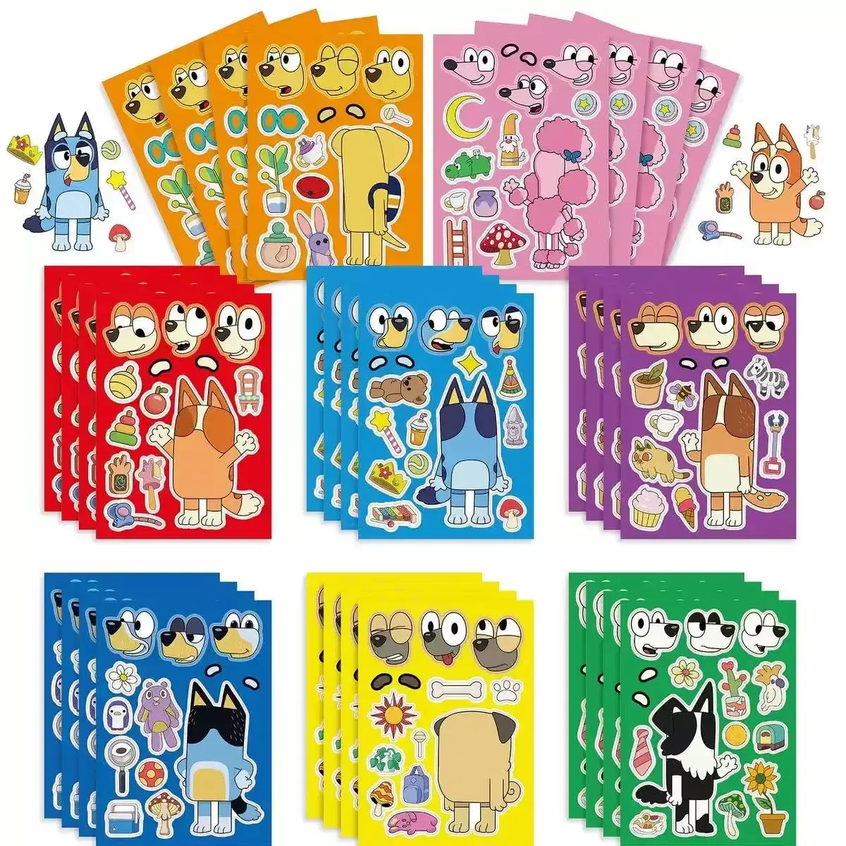 8/16 Lenzuola Bluey Animazione Famiglia Cartoon Puzzle Adesivo FAI DA TE Laptop Bagagli Skateboard Graffiti Decalcomanie Divertimento per I Regali Dei Bambini