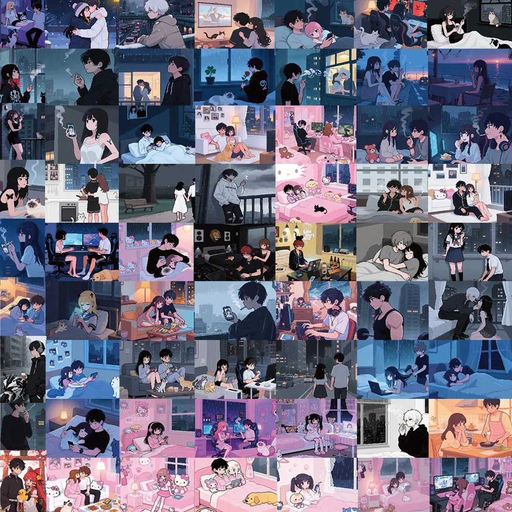 

10/30/64PCS AI Couples Daily Stickers Cartoon Pixel Style Creative Graffiti Decals Toys Gifts for Water Cup Refrigerator Desk