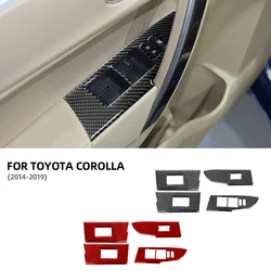 Carbon Fiber Black Fit for Toyota Corolla 2014 2015 2016 2017 2018 2019 Lift Window Key Panel Car Acceccories Interior Stickers