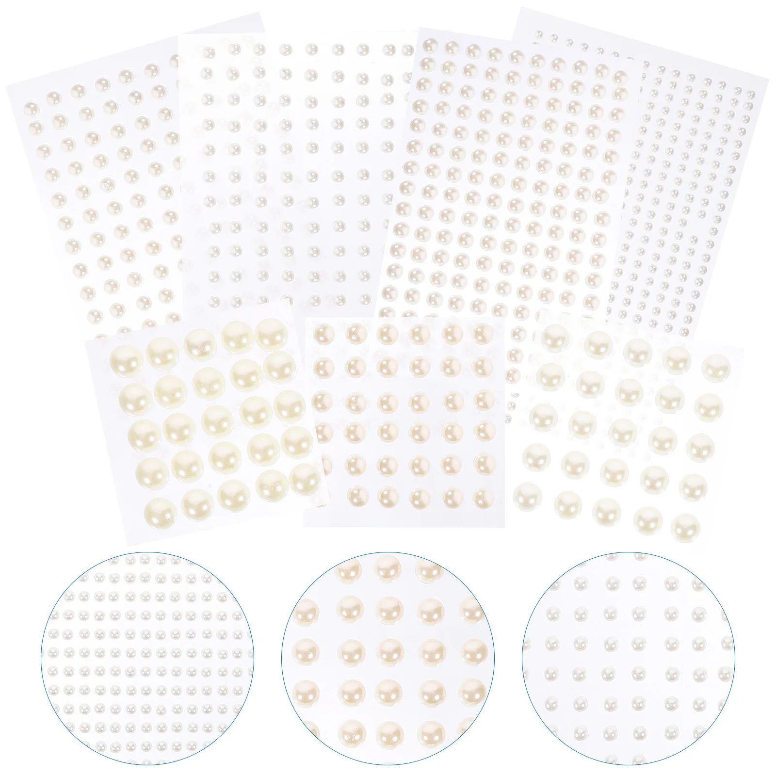 

14pcs Pearl Stickers Self-Adhesive Flat Back For Nail Art Face Makeup Hair Crafts Diy Decorative Embellishments