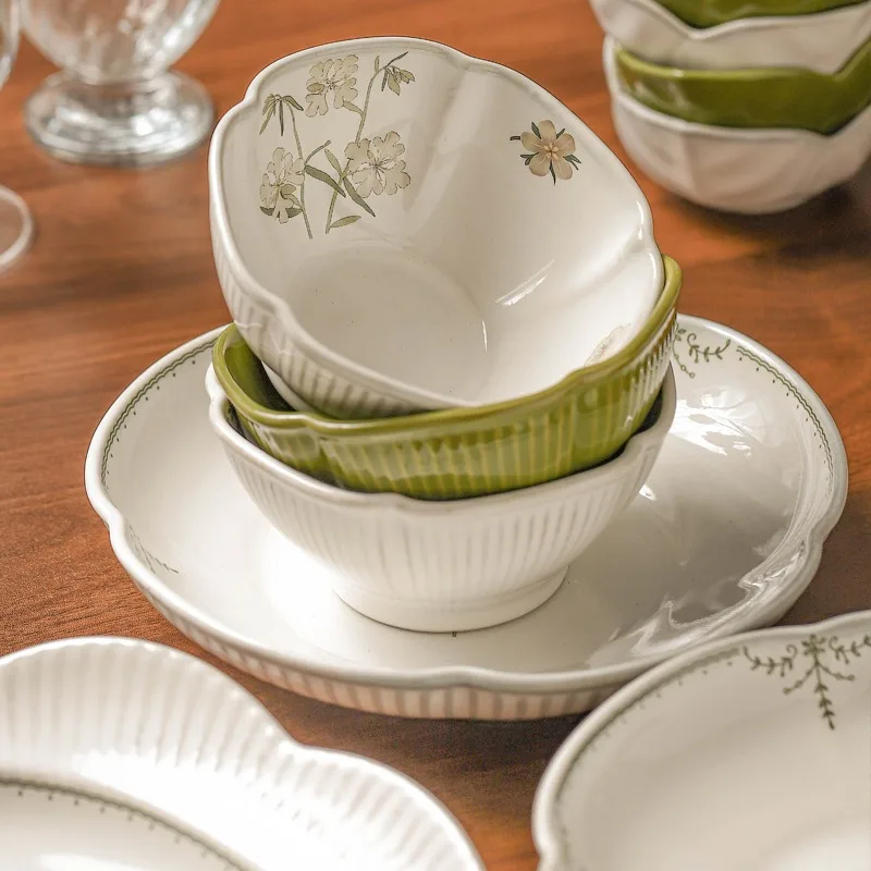 A Sense of Atmosphere, Ancient Style, Retro Kiln Change, Ceramic Dishes, Tableware Set, Lace, Housewarming Gifts, Gift Boxes