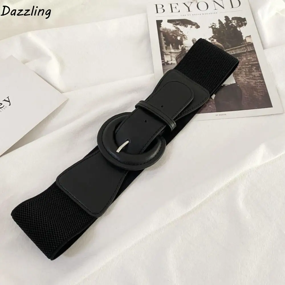 فستان مشد مرن من الجلد الأنيق بلون سادة وحزام ربط وحبل للتخسيس وخصر عريض