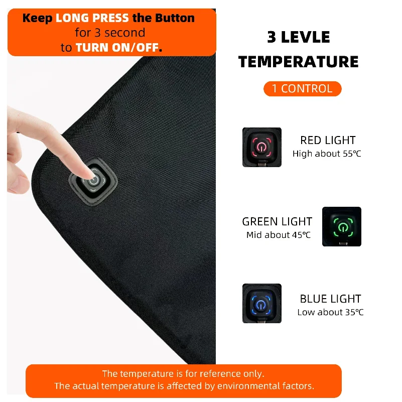 Winter USB Heated Seat Cushion Waterproof 3 Temperature Settings Heating Pad Office Outdoor Car Bed Heating Cushion 90cm 43cm