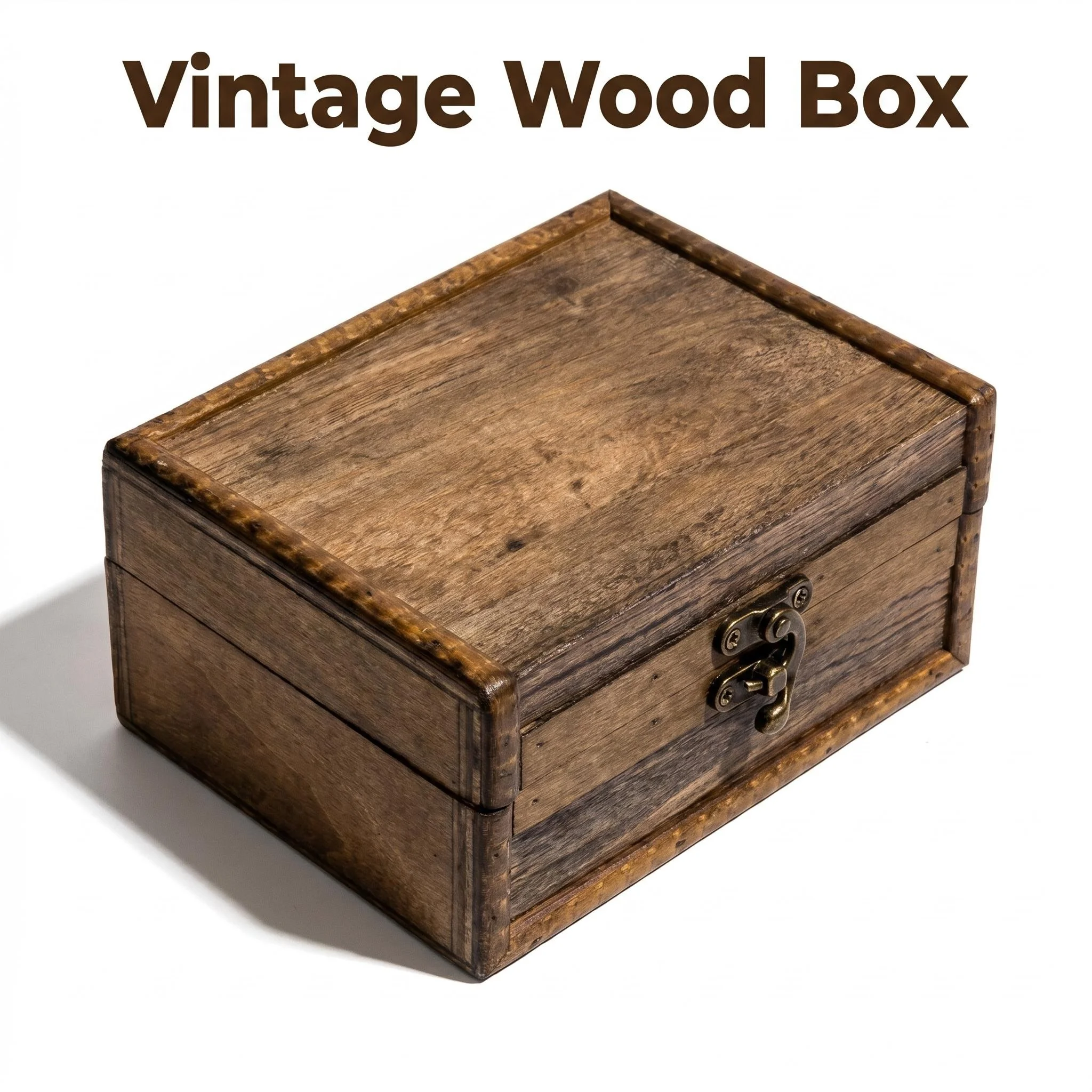Vintage Wooden Storage Box with Clasp, Handcrafted Jewelry Treasure Chest for Earrings Necklaces, Home Dresser Decor