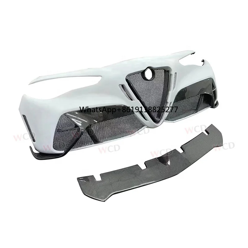 Half Carbon Fiber GTAM Style Giulia Front Bumper For Alfa Romeo Giulia Upgrade Bumper Facelift Auto Parts Bodykit