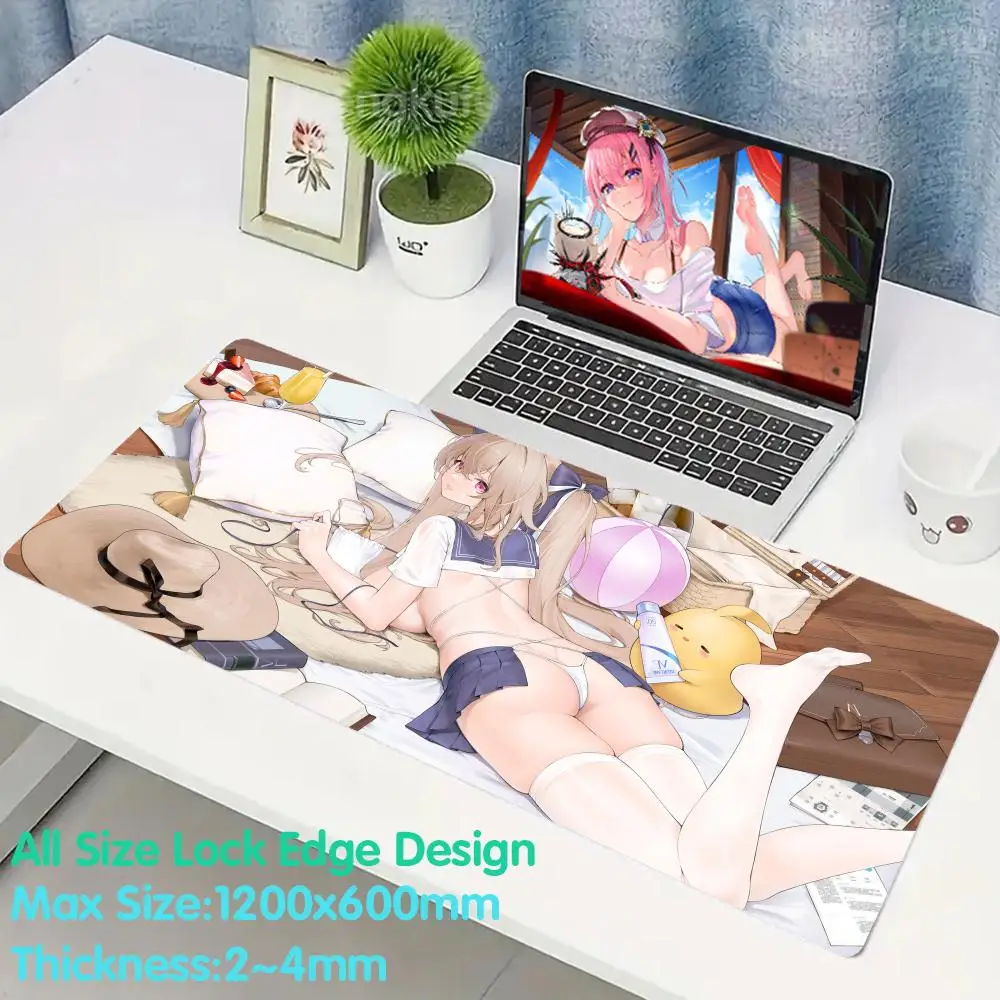 A_azur L_lane Anchorage Mouse Pad ยาง PC Gamer Accessorios GAMING โต๊ะแผ่นรองเม้าส์ Pad Mauspad 4 มม.ขอบขนาดใหญ่ล็อคโต๊ะ