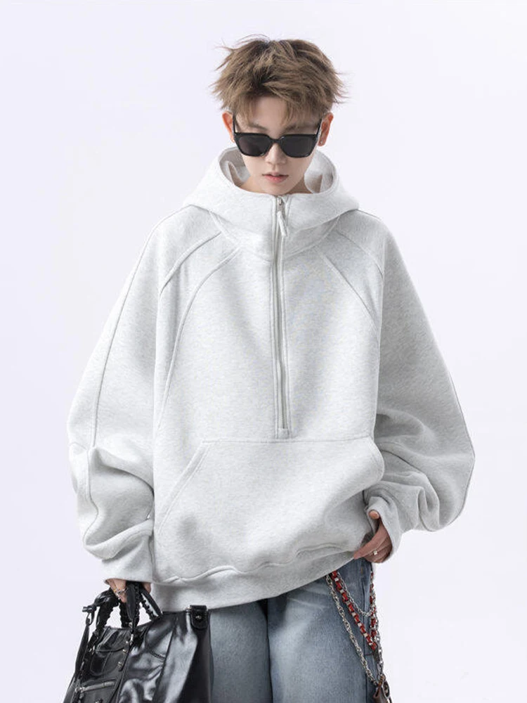 

Мужская толстовка-худи на молнии для весны и осени, повседневная, модная, в американском уличном стиле, с капюшоном