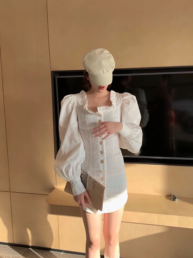 

Элегантное платье Amor High-End Court Bubble с длинными рукавами, на одной пуговице, для офиса и повседневной носки