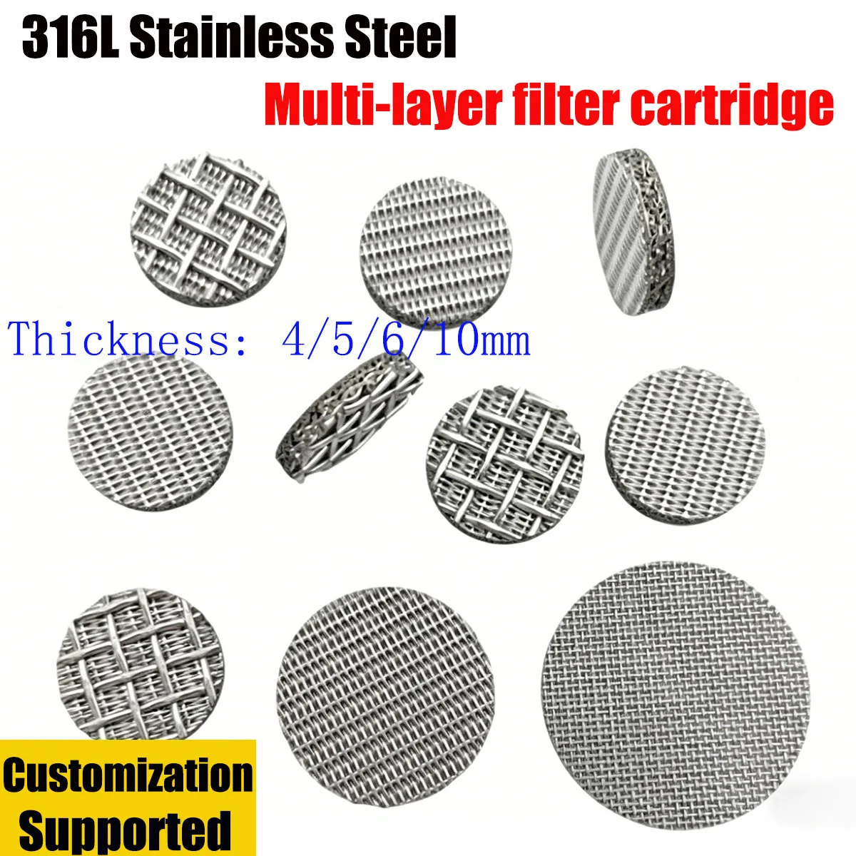 4/5/6/10mm Thick 316L Sintered Mesh Filter Sheet Corrosion Resistant for Liquid & Gas Filtration