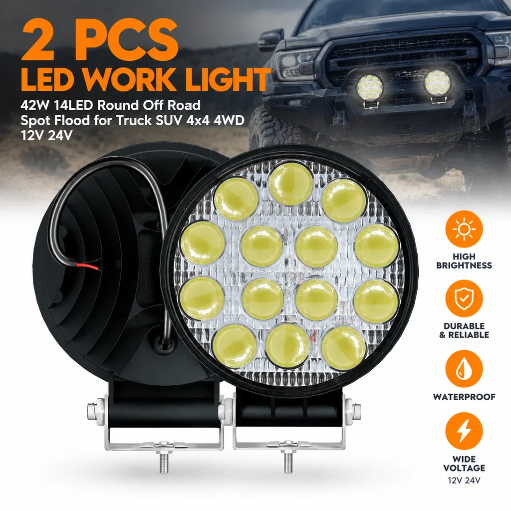 Factory direct sales42W 5DroundLEDCar work lights14Miniature engineering auxiliary lights, roof-mounted spotlights