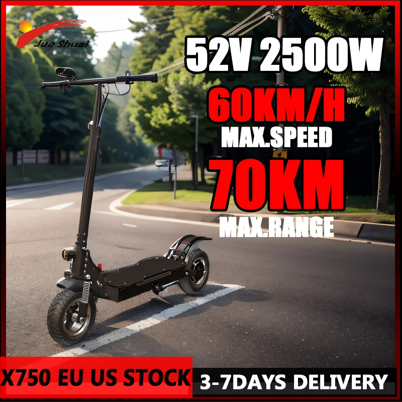 

Single Motor Electric Scooter X750 2500W 52V 60 KM/H Top Speed Foldable Electric Scooter for Adults 70KM Maximum Distance