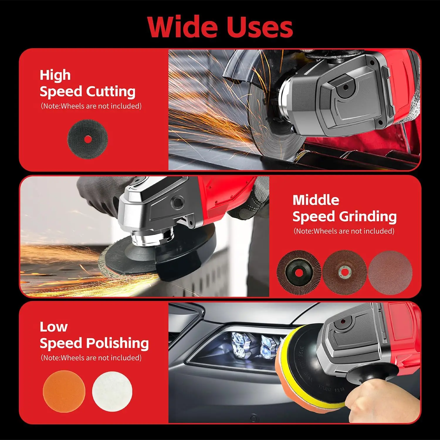 Milwaukee 125 мм аккумуляторный полировальный станок для резки, бесщеточный угловой шлифовальный станок, электроинструменты с аккумулятором для полировки металла, дерева