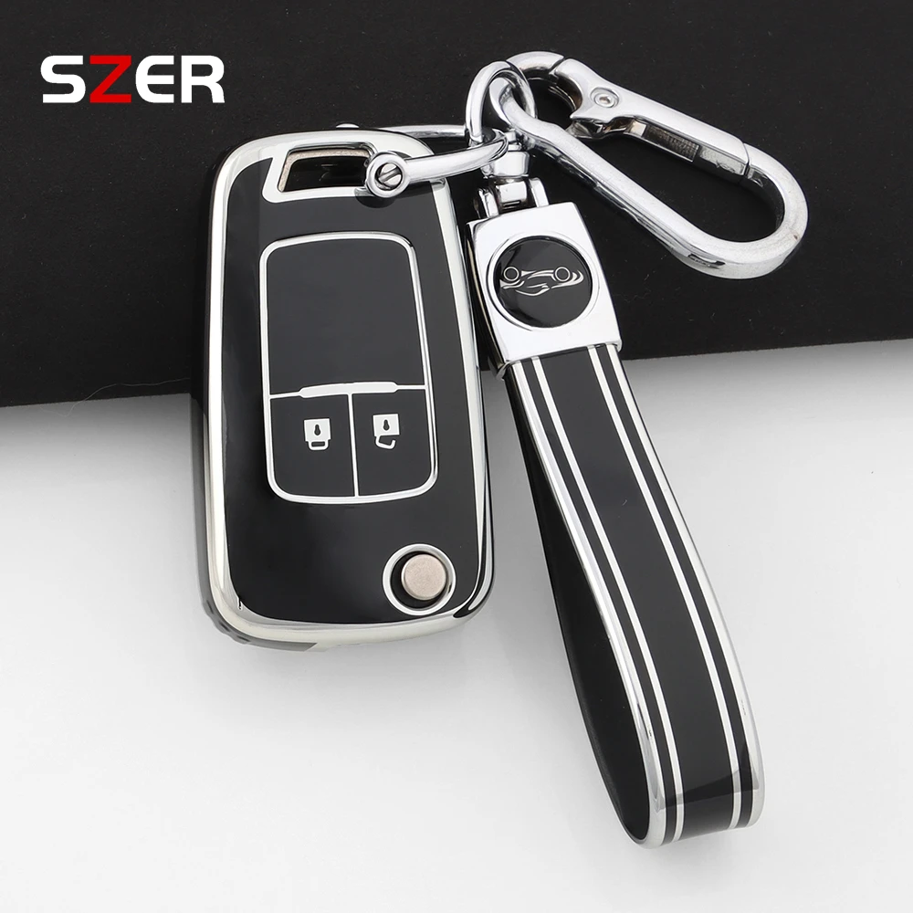 2 Buttons TPU Flip Car Key Cover Case Fob Keychain Shell For Chevrolet Chevry Cruze Sedan Hatchback Malibu Trax Aveo 2009-2019