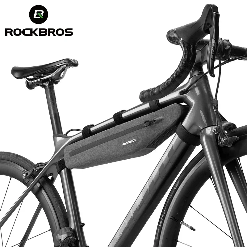 

ROCKBROS 1.5L Full Waterproof Bike Bag Front Tube Triangle Lengthed Double Zipper Scratch-resistant Bicycle Bag Bike Accessories