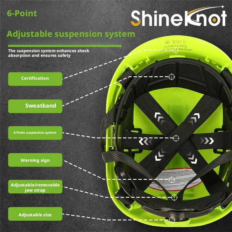 SHINEKNOT Ce Construction Site Safety Helmet Labor Protection Leader Reflective Strip Abs Helmet Breathable Ansi