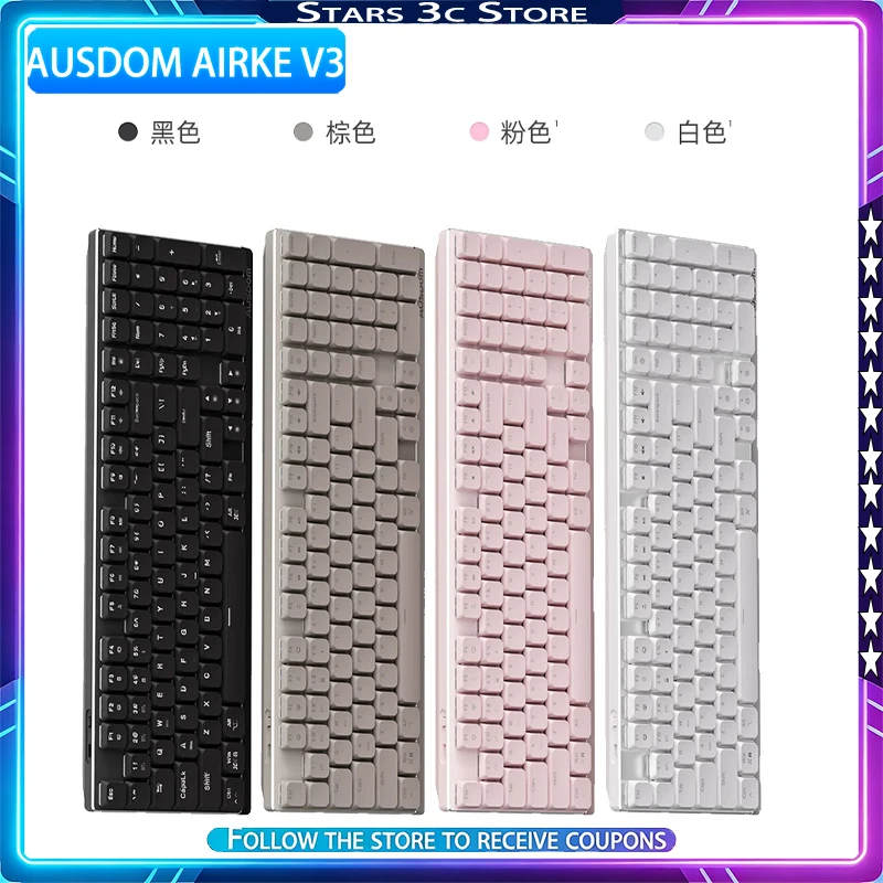 AUSDOM Airkey V3 Low‑profile Mechanical Keyboard Suspended Structure Aluminum Alloy Positioning Plate Mute Office Keyboard