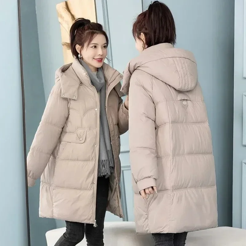 2023 Winter Women Jacket Coats Long Parkas Female Down Cotton Hooded Overcoat Thick Warm Padded Windproof Casual Windbreaker 3XL