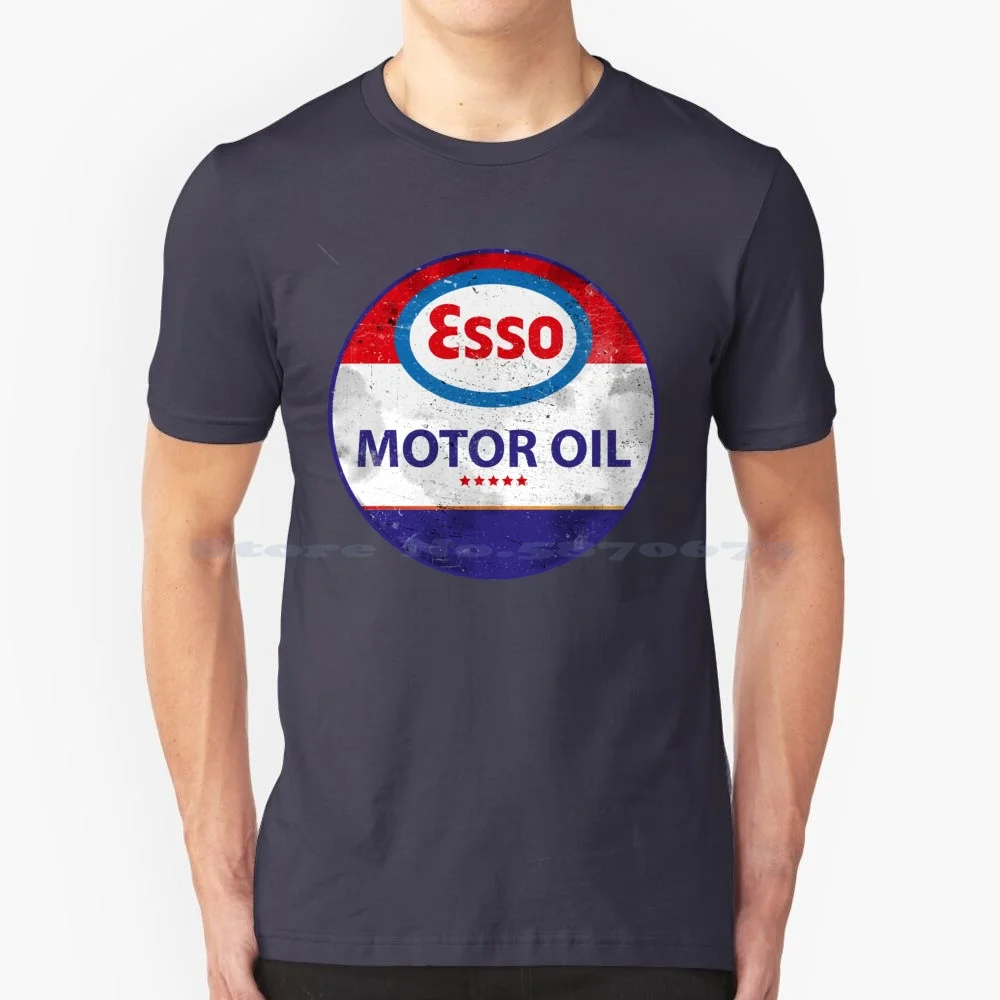 Esso Motor Oil Vintage Sign T Shirt 100% Cotton Tee Esso Gas Gas Station Sign Motor Oil Oil Cans Oil And Gas Companies Oil