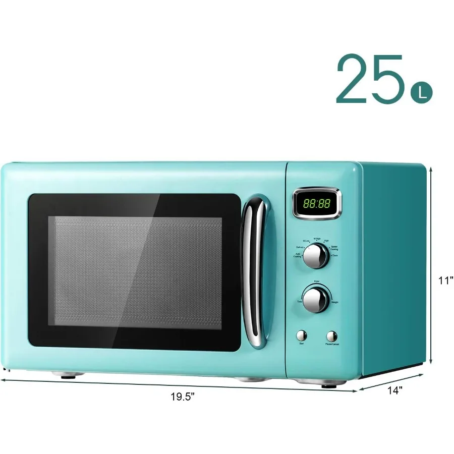 فرن ميكروويف كبير من Moccha بقوة 0.9 قدم مكعب مع تصميم قديم بقوة 900 وات يتميز بقفل أمان للأطفال وإزالة الصقيع والتلقائي
