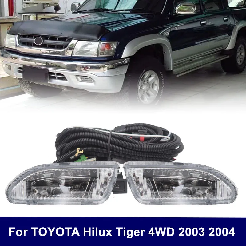 

Fog Light addtional Set For TOYOTA Hilux Tiger 4WD 2003 2004 Front Fog Lamp with 9006 HB4 12V Wires Switch Harness Kit