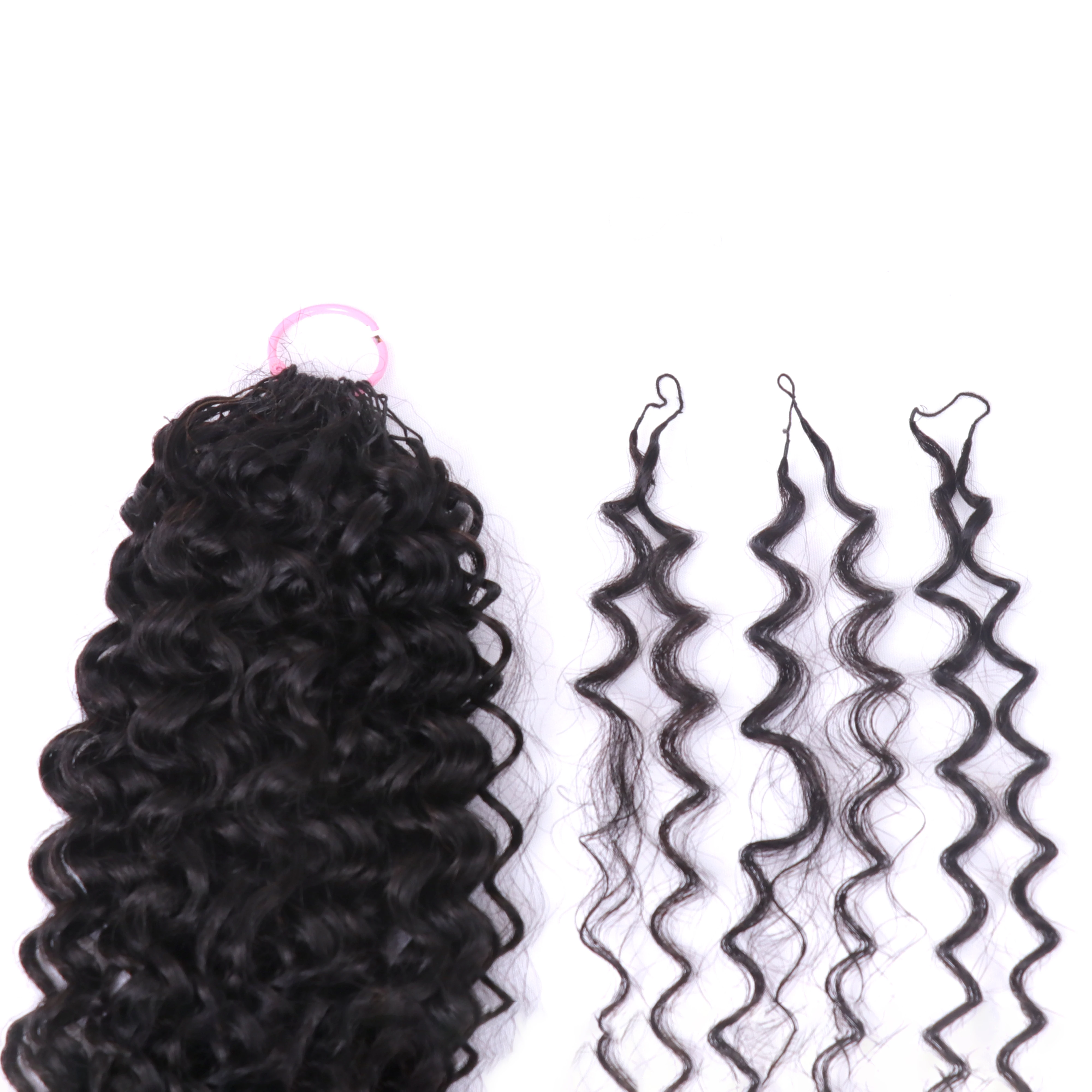 Burmese Curly Crochet Hair Knotless Feather Pre-Separated Crochet Braids Light Weight Reusable Brazilian Hair Extension