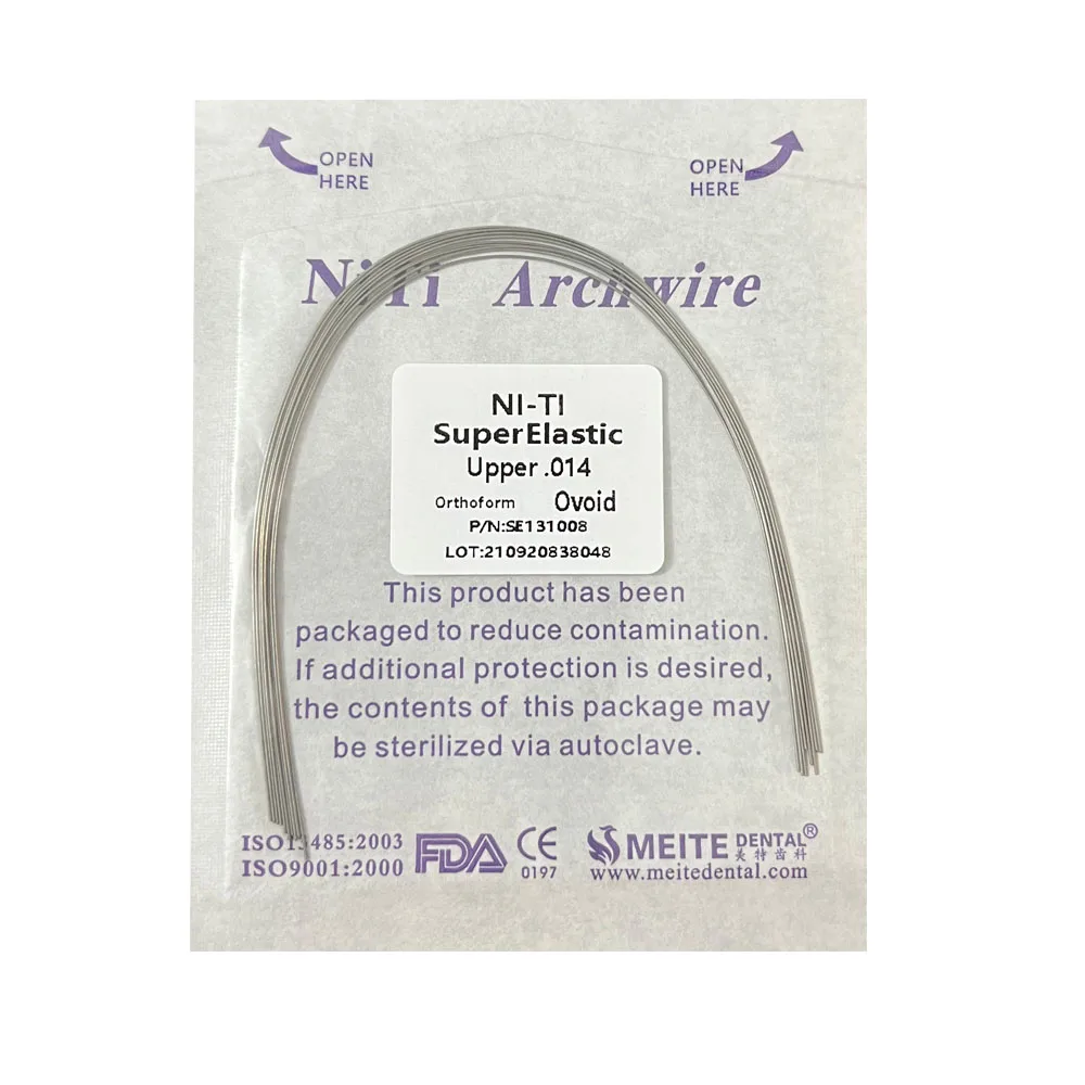 Alambre de arco de Niti para ortodoncia Dental, 10 piezas, súper elástico, redondo, Rectangular, arco ovoide, forma de dientes, materiales para