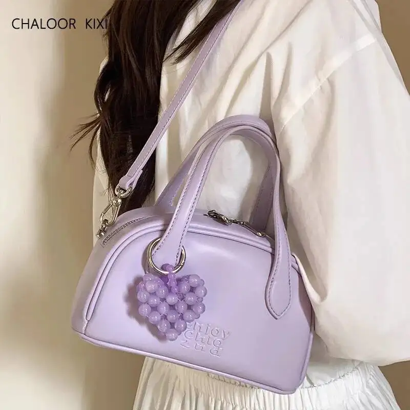 

Bloom Haruku Purple Crossbody Bags Purse Women Versatile Handle Leather Pillow Wallet Hot Girls Y2k Hand Bag 2025 New