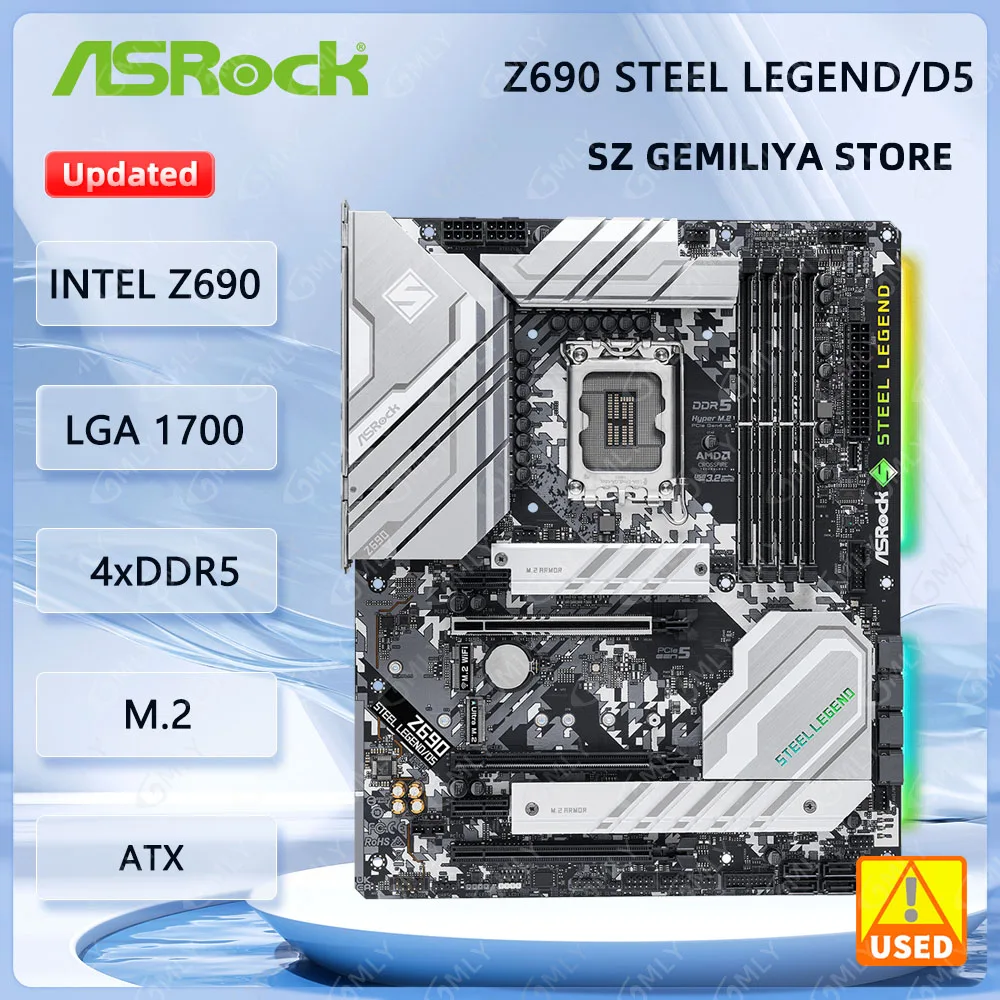 

﻿ ASROCK Z690 Steel Legend/D5 Motherboard LGA1700 Intel Z690 DDR5 128GB M.2 ATX support i7-14700 i5-14400 i7-13700 i7-12700 cpu