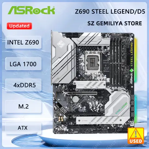  ASROCK Z690 Steel Legend/D5 Motherboard LGA1700 Intel Z690 DDR5 128GB M.2 ATX support i7-14700 i5-14400 i7-13700 i7-12700 cpu