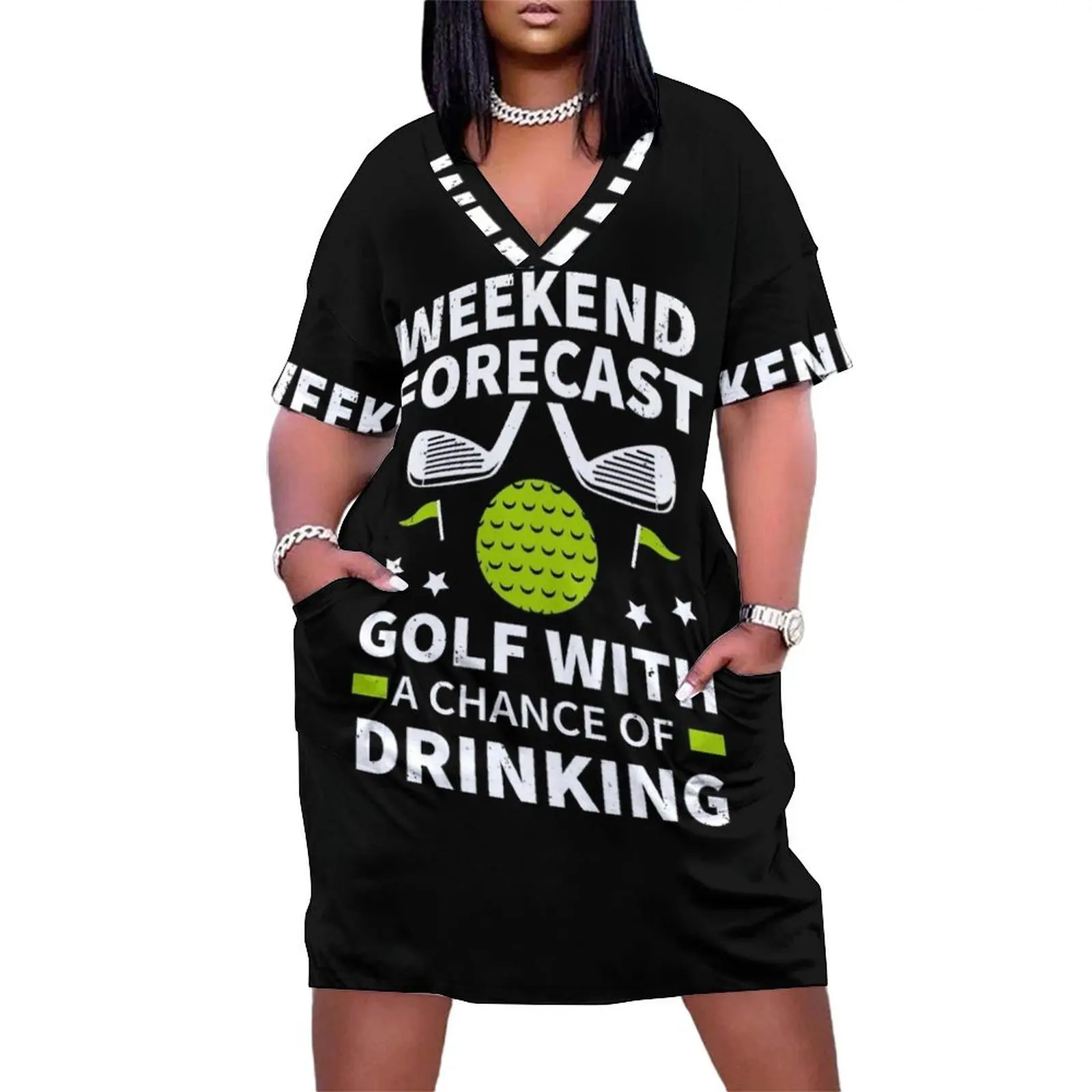 

Weekend Forecast Golf with a chance of Drinking Funny Golf Loose Pocket Dress dresses for women 2025 dresses with long sleeves