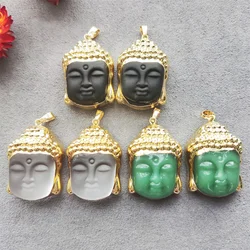 Smiling Buddha Head Pendant, Religious Buddhism Charm,Crystal Buddha, Buddha Amulet Lucky Necklace Making