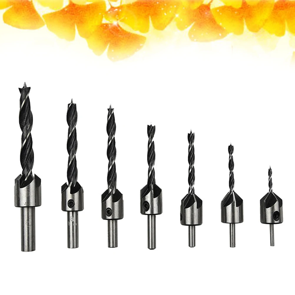 

7pcs Cobalt Steel Countersink Drill Bits Set High Hardness Rustproof Chamfering Deburring Tool For Aluminum Copper Stainless