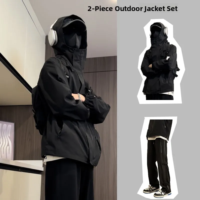 Conjunto Deportivo Impermeable para Hombre de Dos Piezas, Fibra de Poliéster, Manga Larga y Pantalones Largos, Temporada de Otoño, Marca LPZ