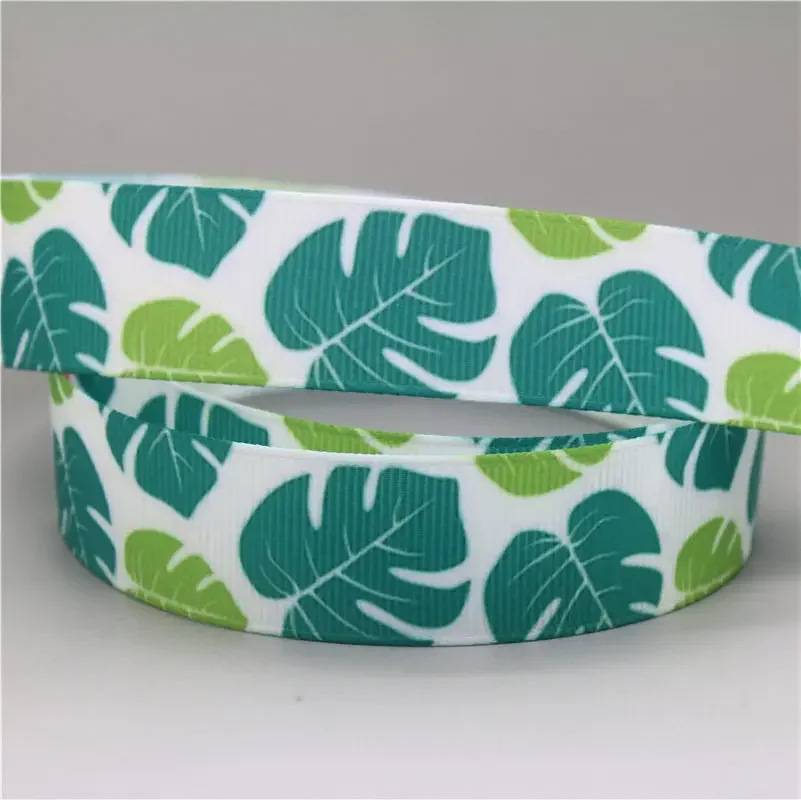 DHK 7/8\'\' 5yards Tropical Leaf Flamingo Balloon Printed Grosgrain Ribbon Accessory Hairbow Headwear Decoration Wholesale C1573