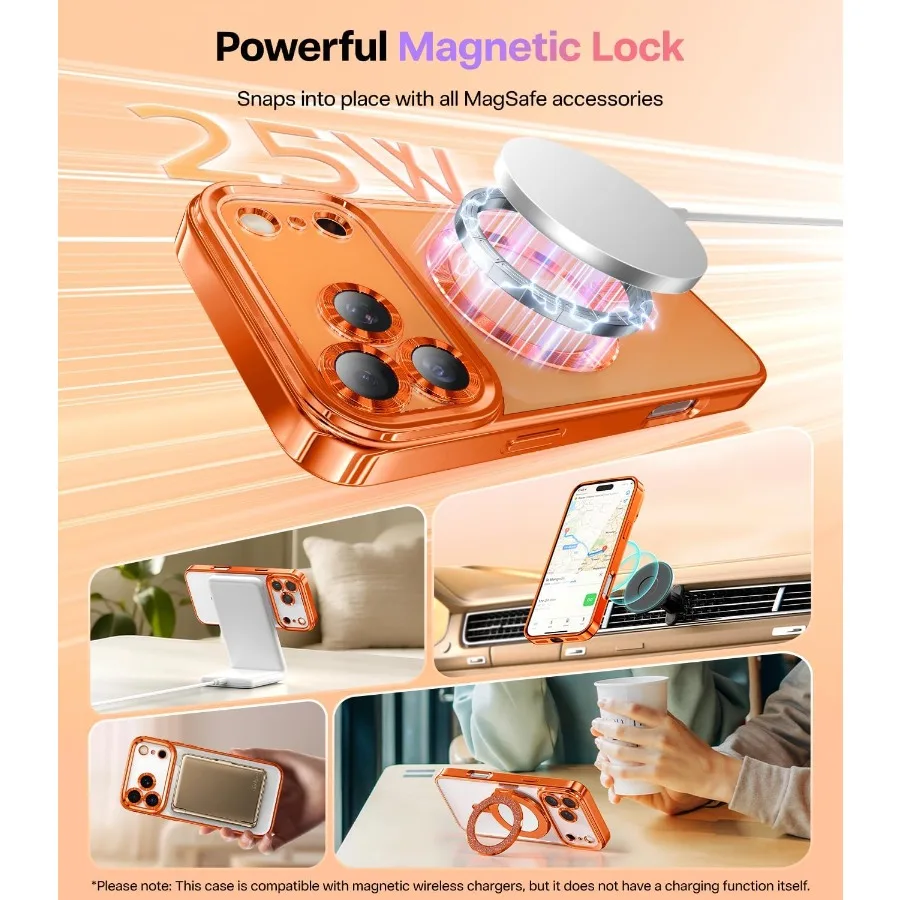 Diseñado para iPhone 17 Pro Funda 6.3 con correa para muñeca con tarjeta Glitter Compatible con MagSafe Incluye protección de pantalla 2X HD