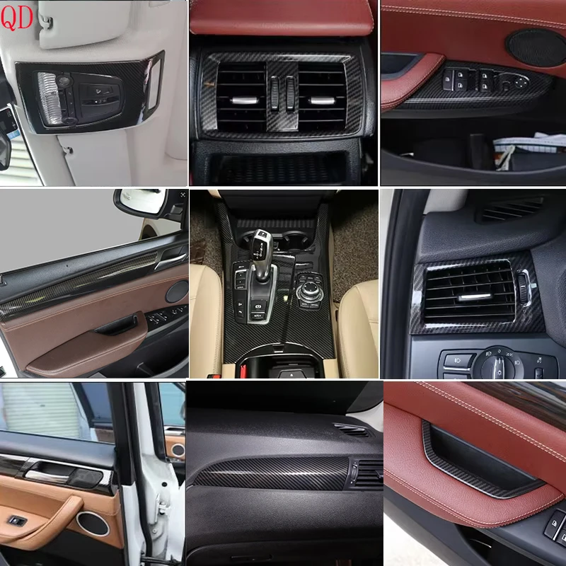 For BMW X3 X4 F25 F26 2011-2017 ABS Carbon Fiber Car dashboard center console gear panel decorative cover sticker interior kit