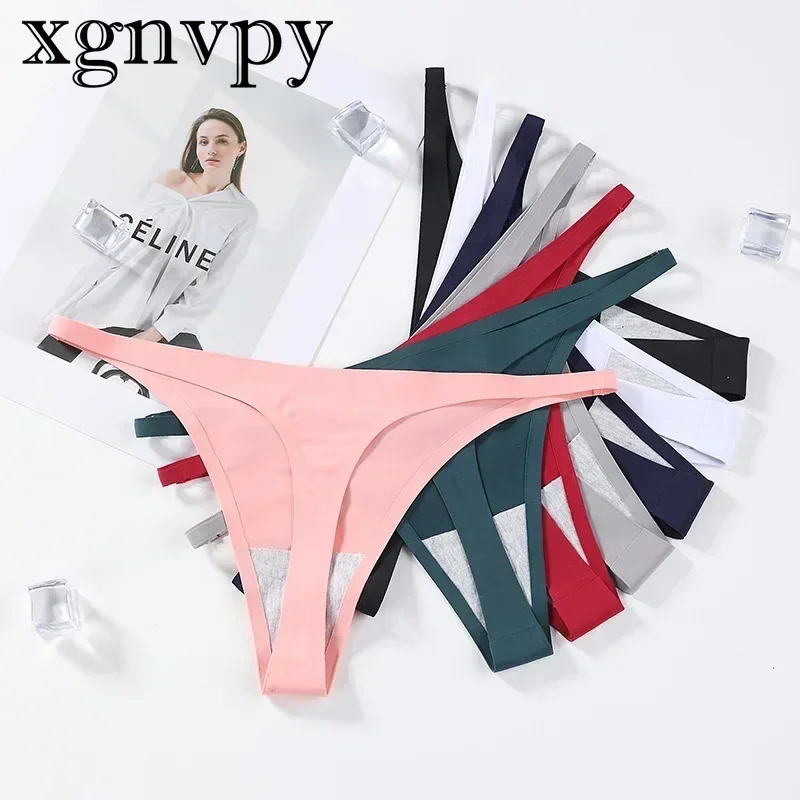 xgnvpy Women Panties Seamless Thongs Fitness Sports Underwear Sexy T-back G-string Thong Ice Silk Breathable Low Waist Underwear