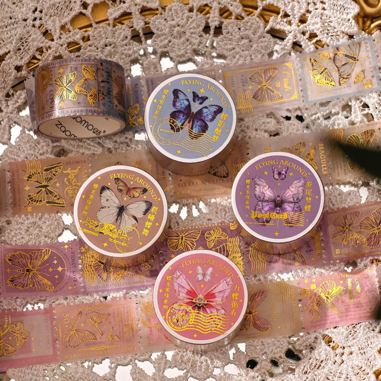 Washi Tape Butterfly Light Lingering Series Ins Style Hot Stamping Butterfly Theme Handbook DIY Decorative Material Sticker